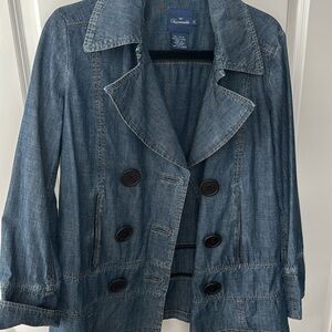 Faconnable Chambray Double Breasted 100% Cotton jacket sz small great condition